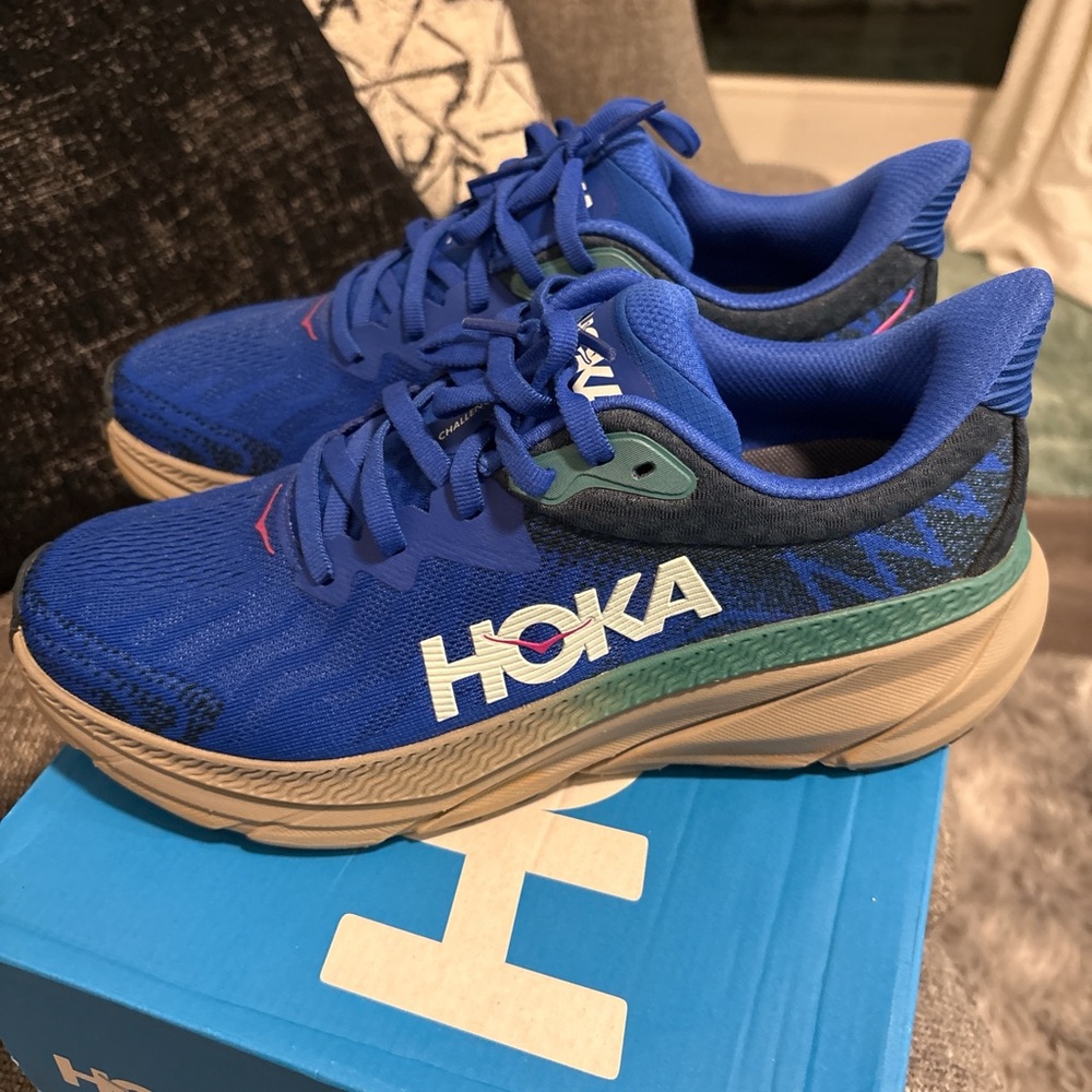 Hoka Blue and Tan Running Shoes - Picture 3 of 8